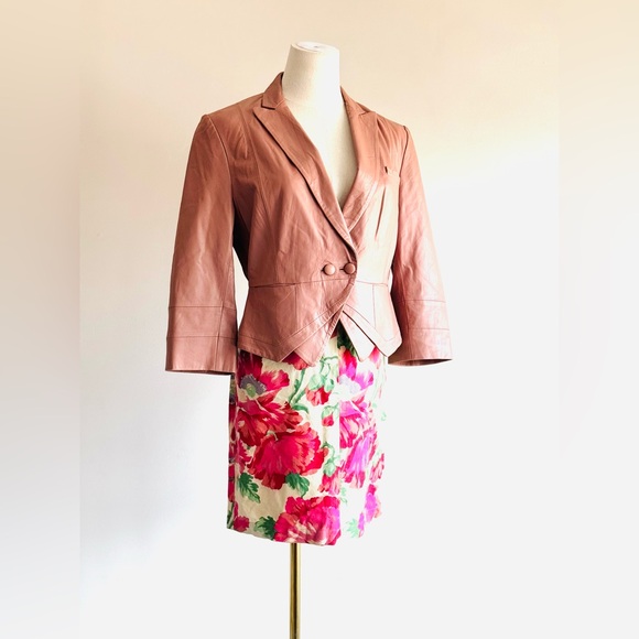 Vintage Kenzo Paris leather dusty rose Leather Jacket blazer sz 42